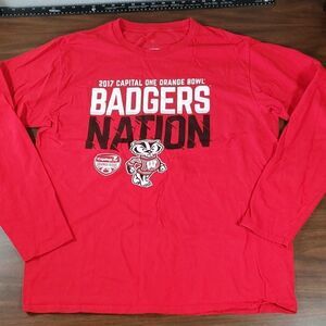 2017 WISCONSIN ORANGE‎ BOWL BADGER NATION LONG SLEEVE T-SHIRT MENS LARGE